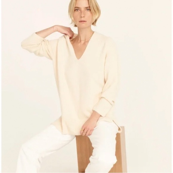 J Crew Stretch Merino Wool Alpaca V-Neck Tunic Sweater Sz L - Picture 8 of 8